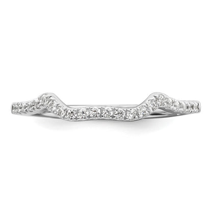 14K White Gold 1/8 Carat Diamond Contoured Complete Wedding Band