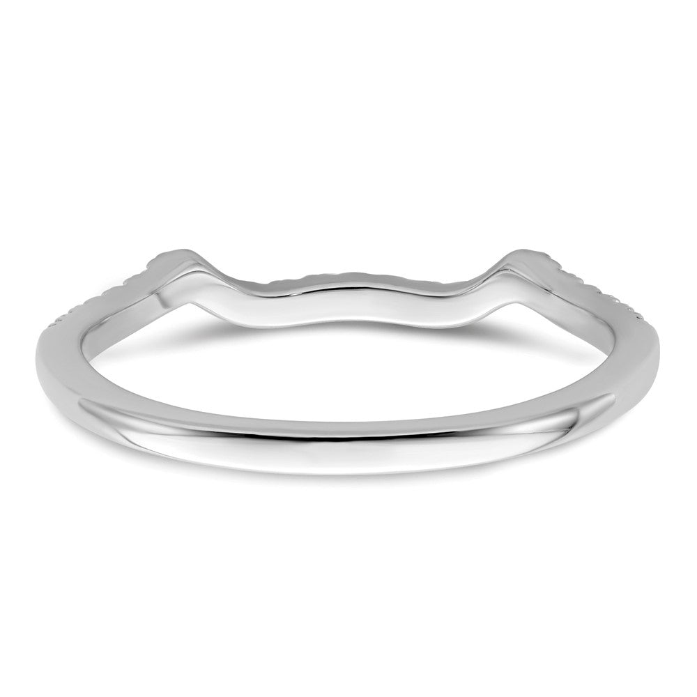 14K White Gold 1/8 Carat Diamond Contoured Complete Wedding Band