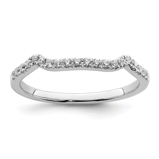 14K White Gold 1/8 Carat Diamond Contoured Complete Wedding Band