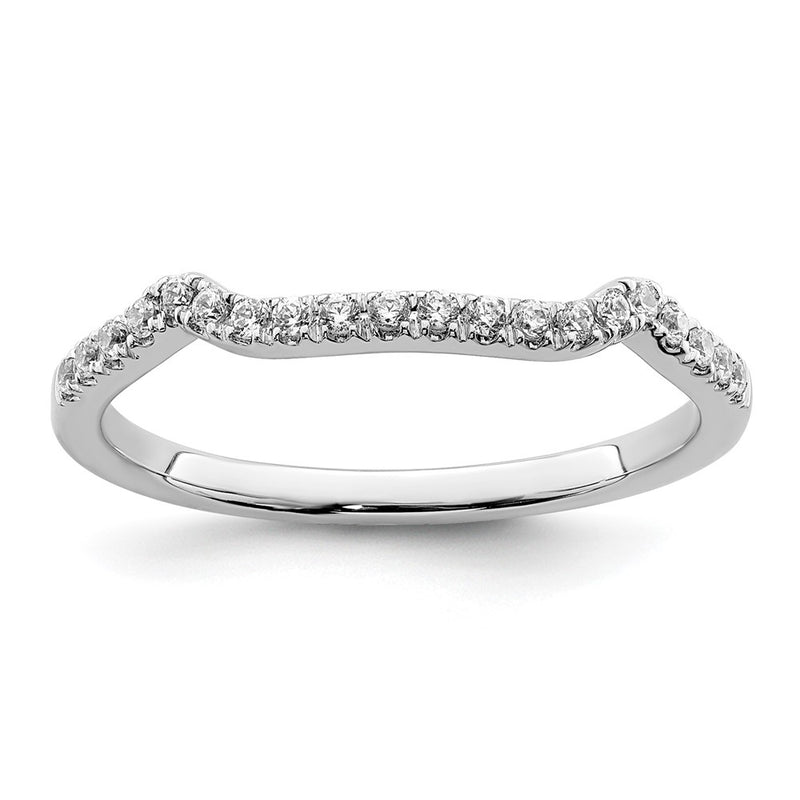 14K White Gold 1/8 Carat Diamond Contoured Complete Wedding Band