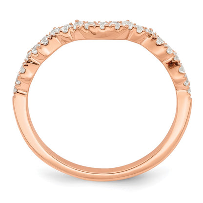 14K Rose Gold 1/4 Carat Diamond Contoured Complete Wedding Band
