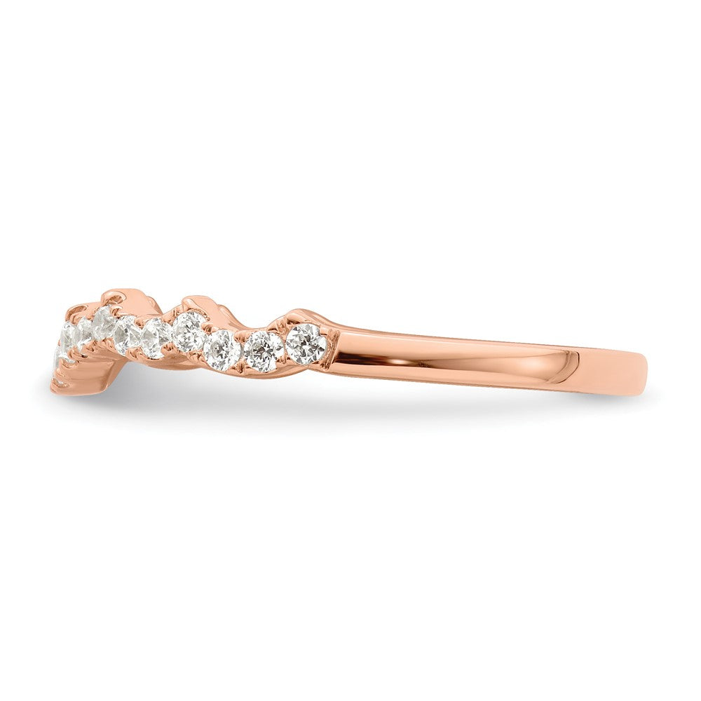 14K Rose Gold 1/4 Carat Diamond Contoured Complete Wedding Band