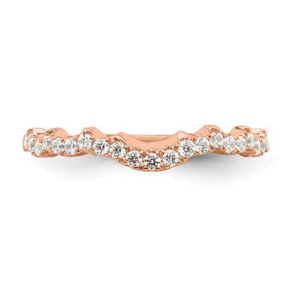 14K Rose Gold 1/4 Carat Diamond Contoured Complete Wedding Band