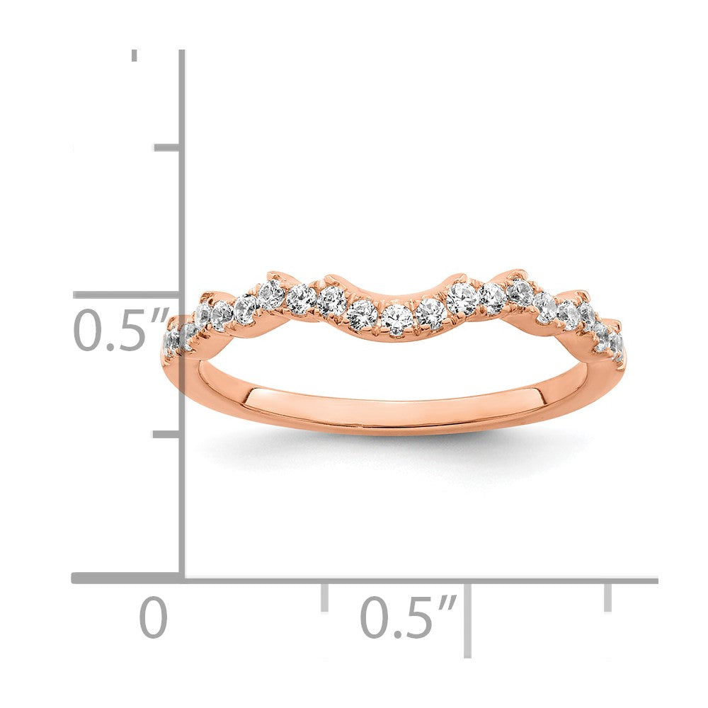 14K Rose Gold 1/4 Carat Diamond Contoured Complete Wedding Band