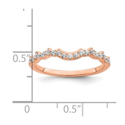 14K Rose Gold 1/4 Carat Diamond Contoured Complete Wedding Band