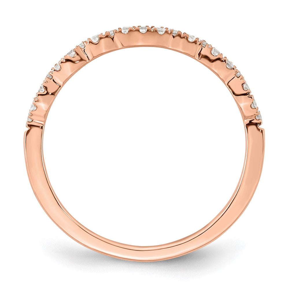 14K Rose Gold 1/5 Carat Diamond Contoured Complete Wedding Band