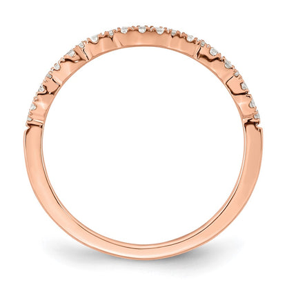14K Rose Gold 1/5 Carat Diamond Contoured Complete Wedding Band