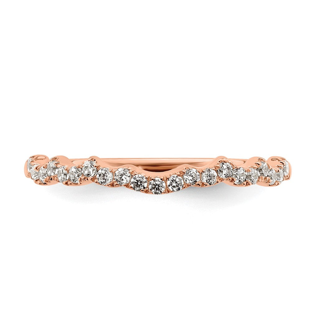 14K Rose Gold 1/5 Carat Diamond Contoured Complete Wedding Band