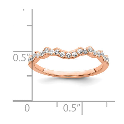 14K Rose Gold 1/5 Carat Diamond Contoured Complete Wedding Band