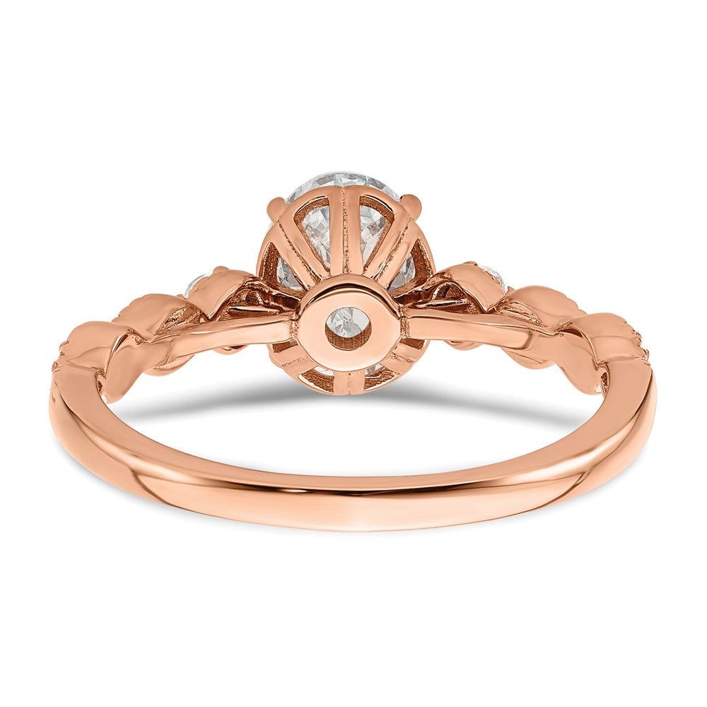 14K Rose Gold (Holds 1 Carat (8.00X6.1mm) Oval Center) 1/8 Diamond Semi Mount Engagement Ring