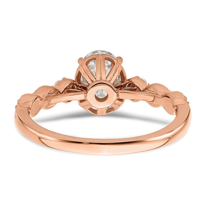 14K Rose Gold (Holds 1 Carat (8.00X6.1mm) Oval Center) 1/8 Diamond Semi Mount Engagement Ring