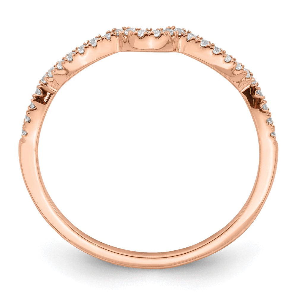 14K Rose Gold 1/15 Carat Diamond Contoured Complete Wedding Band