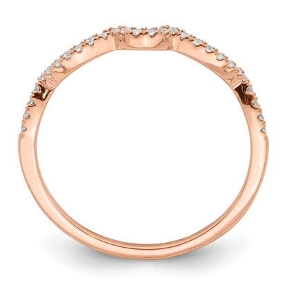 14K Rose Gold 1/15 Carat Diamond Contoured Complete Wedding Band