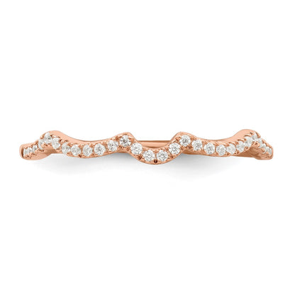 14K Rose Gold 1/15 Carat Diamond Contoured Complete Wedding Band