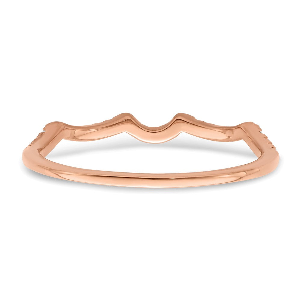 14K Rose Gold 1/15 Carat Diamond Contoured Complete Wedding Band