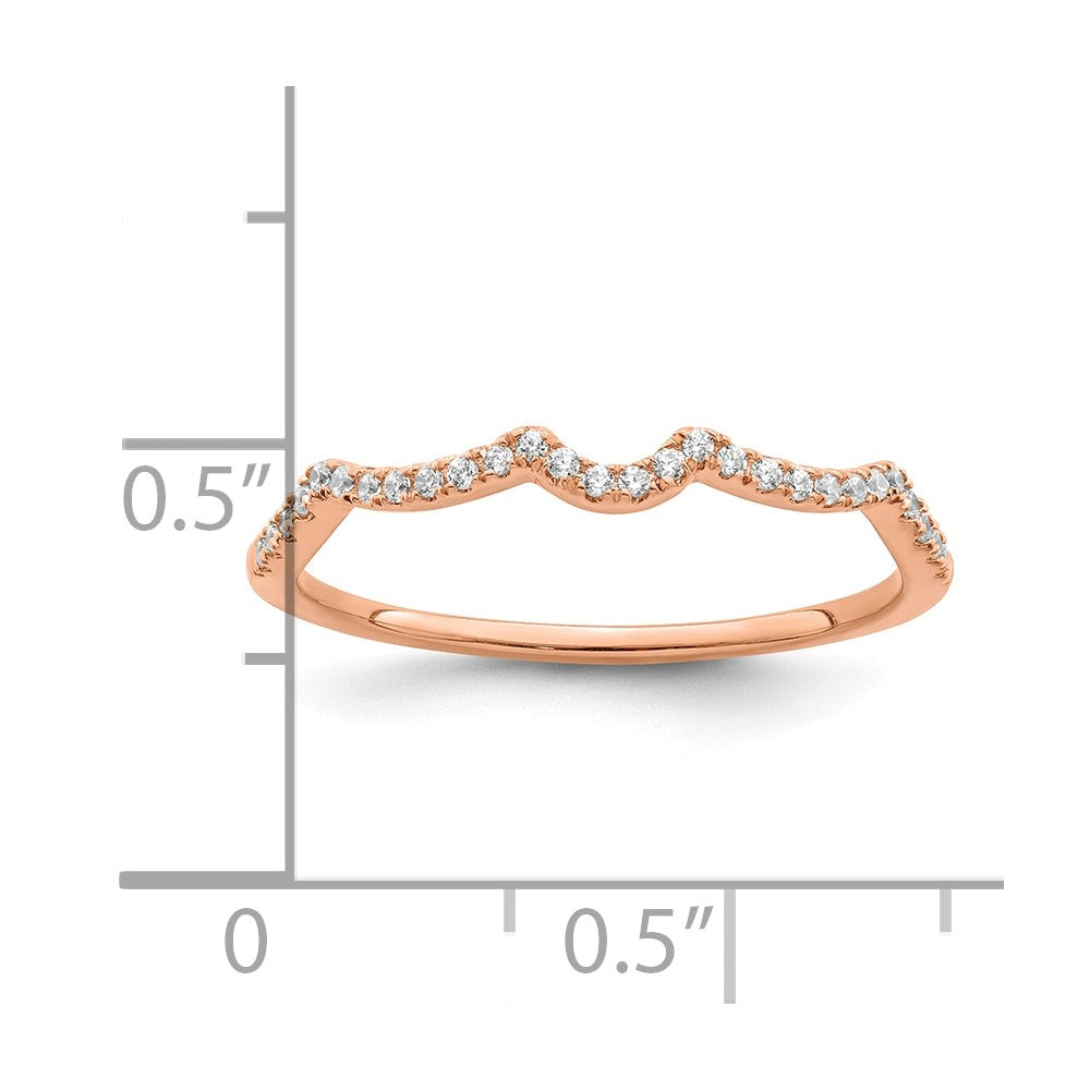 14K Rose Gold 1/15 Carat Diamond Contoured Complete Wedding Band