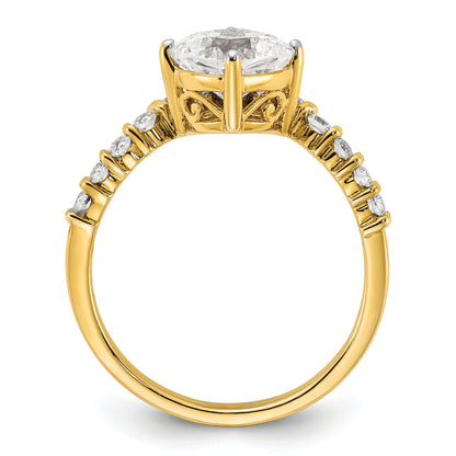 14K Yellow Gold Asymmetric (Holds 1.5 Carat (7.00X6.9mm) Cushion Center) 5/8 Diamond Semi Mount Engagement Ring