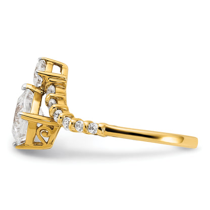 14K Yellow Gold Asymmetric (Holds 1.5 Carat (7.00X6.9mm) Cushion Center) 5/8 Diamond Semi Mount Engagement Ring