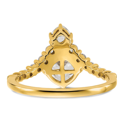 14K Yellow Gold Asymmetric (Holds 1.5 Carat (7.00X6.9mm) Cushion Center) 5/8 Diamond Semi Mount Engagement Ring