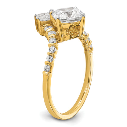 14K Yellow Gold Asymmetric (Holds 1.5 Carat (7.00X6.9mm) Cushion Center) 5/8 Diamond Semi Mount Engagement Ring