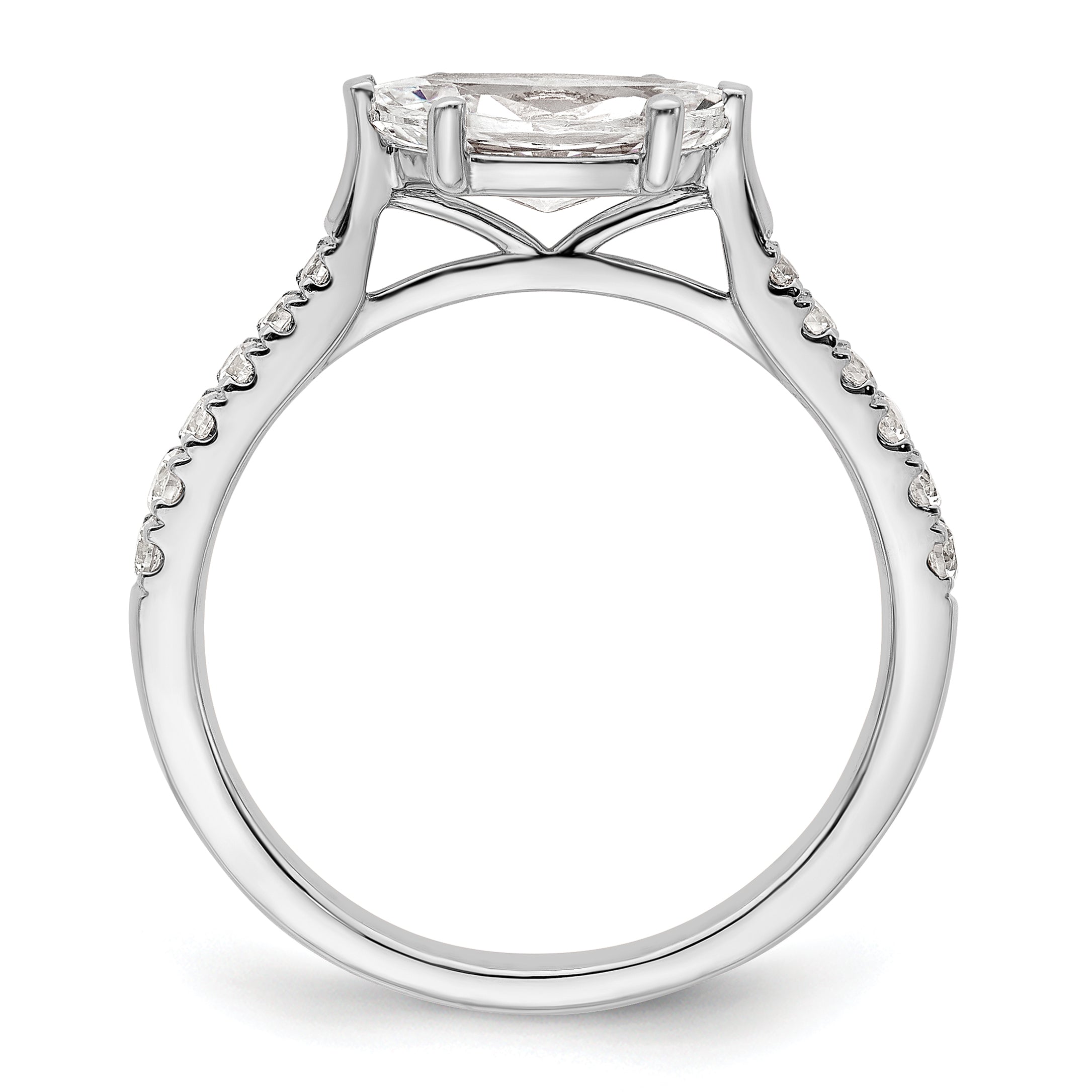 14K White Gold East West (Holds 3/4 Carat (9.2X5.00mm) Marquise Center) 1/5 Diamond Semi Mount Engagement Ring