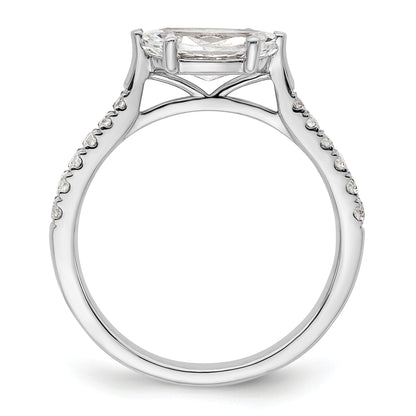 14K White Gold East West (Holds 3/4 Carat (9.2X5.00mm) Marquise Center) 1/5 Diamond Semi Mount Engagement Ring