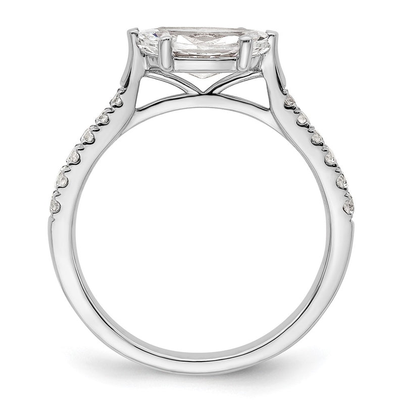 14K White Gold East West (Holds 3/4 Carat (9.2X5.00mm) Marquise Center) 1/5 Diamond Semi Mount Engagement Ring