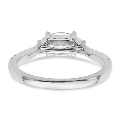 14K White Gold East West (Holds 3/4 Carat (9.2X5.00mm) Marquise Center) 1/5 Diamond Semi Mount Engagement Ring