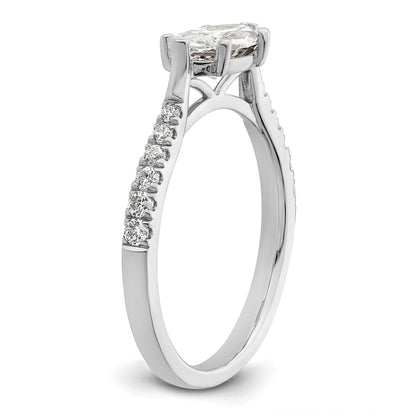 14K White Gold East West (Holds 3/4 Carat (9.2X5.00mm) Marquise Center) 1/5 Diamond Semi Mount Engagement Ring