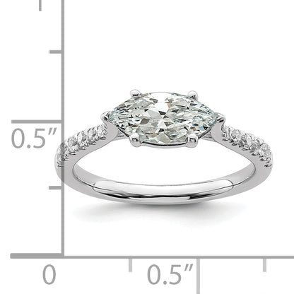 14K White Gold East West (Holds 3/4 Carat (9.2X5.00mm) Marquise Center) 1/5 Diamond Semi Mount Engagement Ring