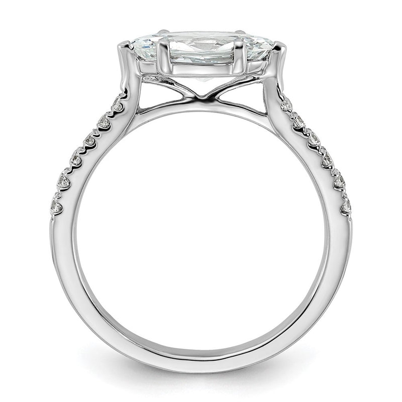 14k White Gold 1/5 Ct. Lab Grown Diamond VS/SI+ G+ 1 Ct. Center East-West Marquise Engagement Ring