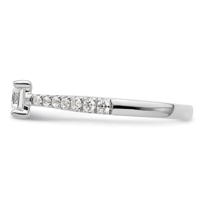 14K White Gold East West (Holds 3/4 Carat (6.1X4.5mm) Emerald Cut Center) 1/4 Diamond Semi Mount Engagement Ring