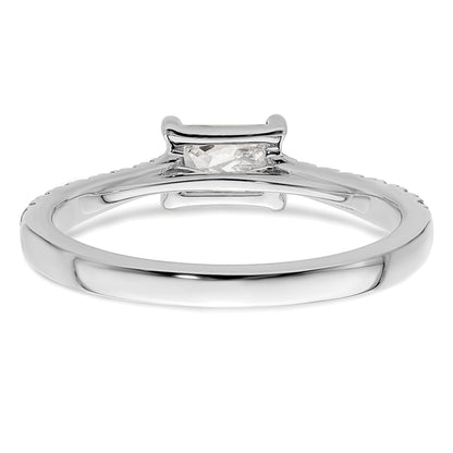 14K White Gold East West (Holds 3/4 Carat (6.1X4.5mm) Emerald Cut Center) 1/4 Diamond Semi Mount Engagement Ring