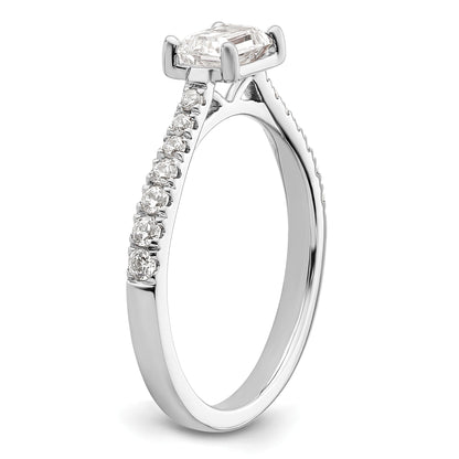 14K White Gold East West (Holds 3/4 Carat (6.1X4.5mm) Emerald Cut Center) 1/4 Diamond Semi Mount Engagement Ring