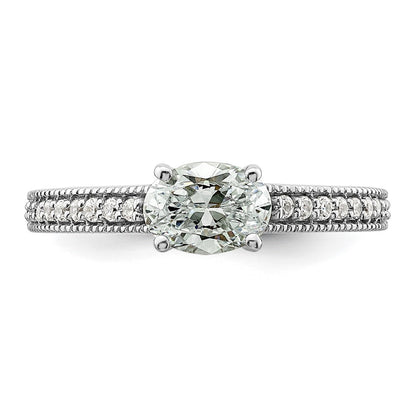 14K White Gold Lab Grown Diamond. VS/SI+ G+ Semi-Mnt. Oval East/West Ring
