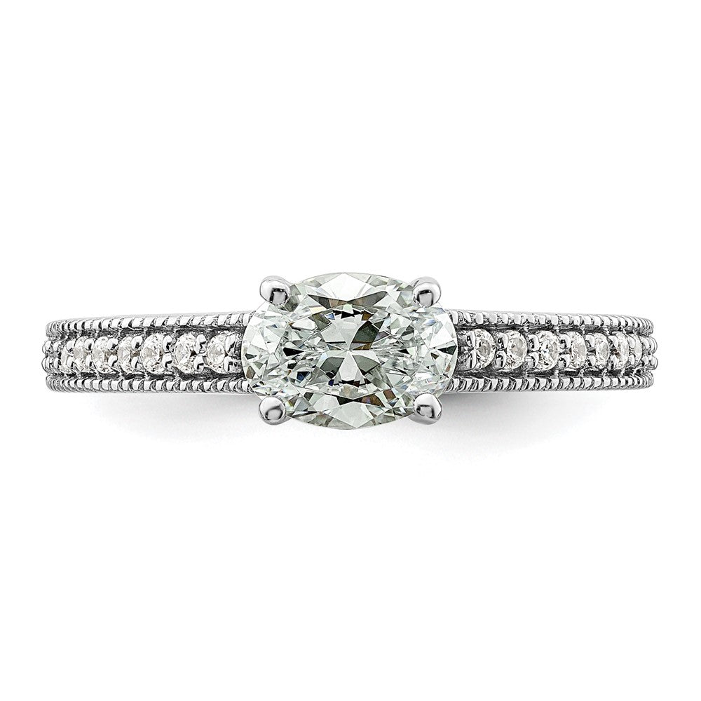 14K White Gold Lab Grown Diamond. VS/SI+ G+ Semi-Mnt. Oval East/West Ring