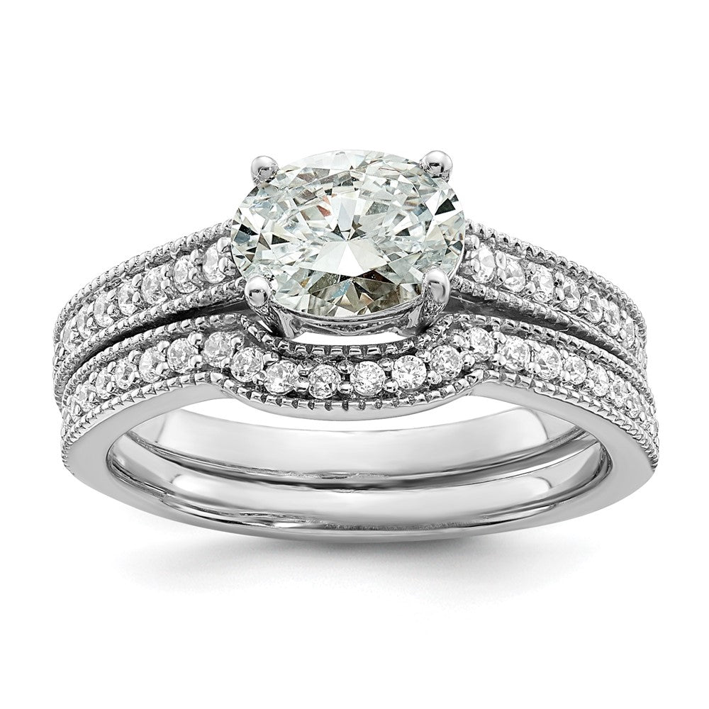 14K White Gold Lab Grown Diamond. VS/SI+ G+ Semi-Mnt. Oval East/West Ring