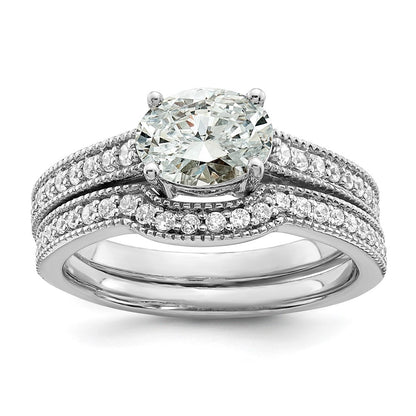 14K White Gold Lab Grown Diamond. VS/SI+ G+ Semi-Mnt. Oval East/West Ring