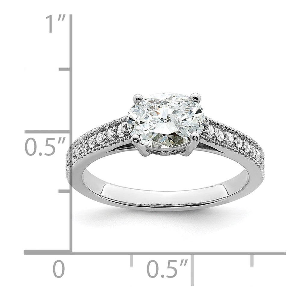 14K White Gold Lab Grown Diamond. VS/SI+ G+ Semi-Mnt. Oval East/West Ring