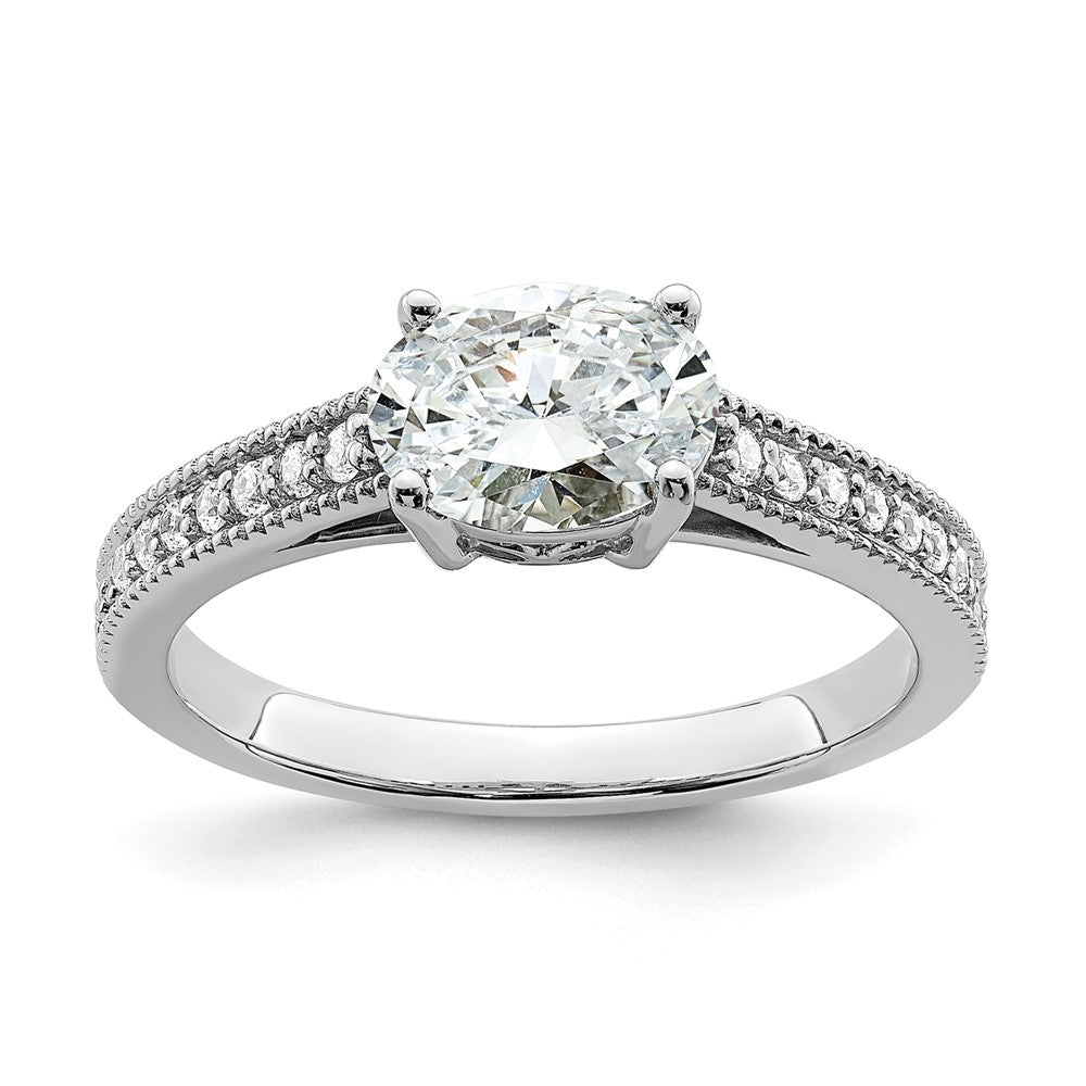 14K White Gold Lab Grown Diamond. VS/SI+ G+ Semi-Mnt. Oval East/West Ring