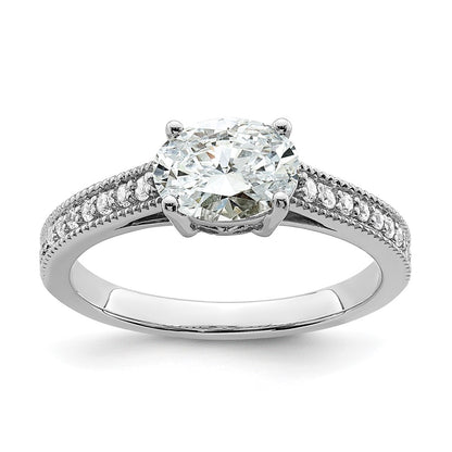 14K White Gold Lab Grown Diamond. VS/SI+ G+ Semi-Mnt. Oval East/West Ring