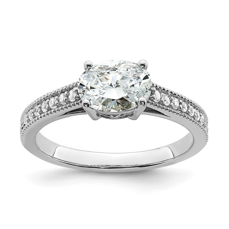 14K White Gold Lab Grown Diamond. VS/SI+ G+ Semi-Mnt. Oval East/West Ring