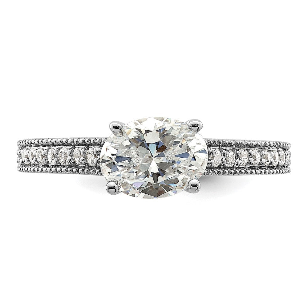 14K White Gold Lab Grown Diamond. VS/SI+ G+ Semi-Mnt. Oval East/West Ring