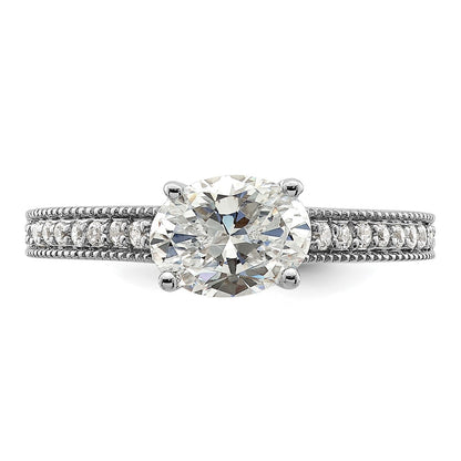 14K White Gold Lab Grown Diamond. VS/SI+ G+ Semi-Mnt. Oval East/West Ring