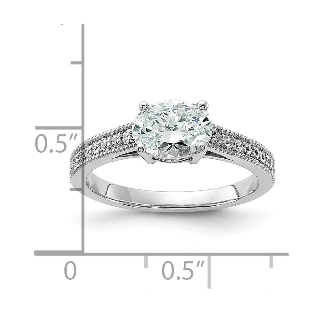 14K White Gold Lab Grown Diamond. VS/SI+ G+ Semi-Mnt. Oval East/West Ring