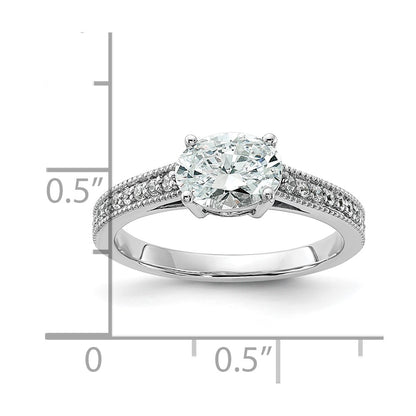 14K White Gold Lab Grown Diamond. VS/SI+ G+ Semi-Mnt. Oval East/West Ring