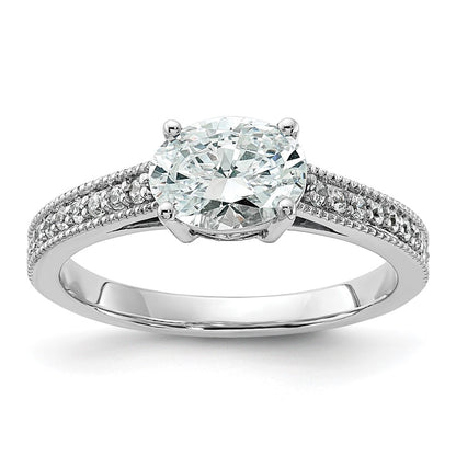 14K White Gold Lab Grown Diamond. VS/SI+ G+ Semi-Mnt. Oval East/West Ring