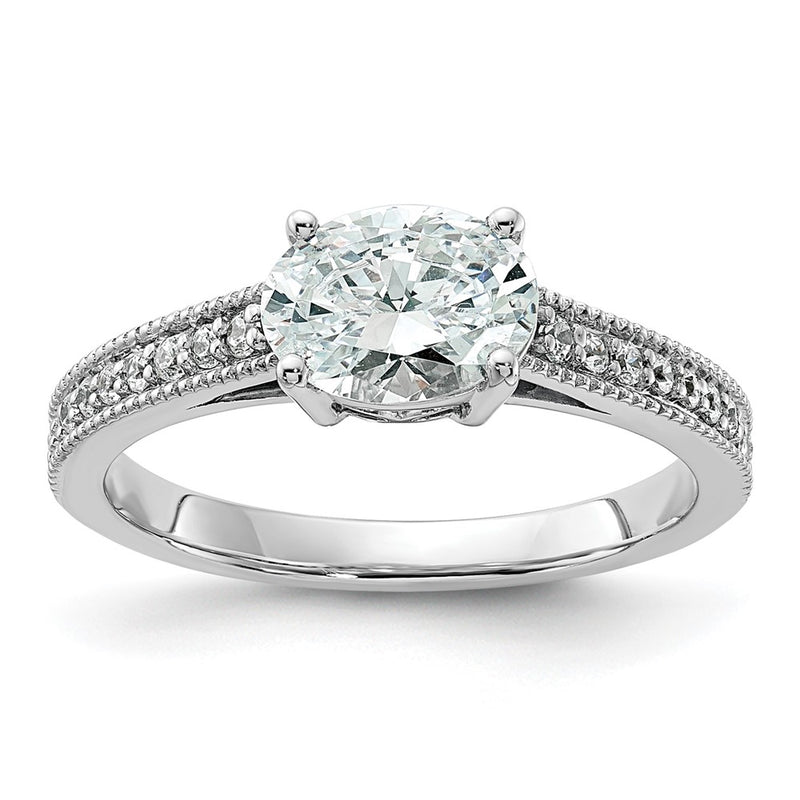 14K White Gold Lab Grown Diamond. VS/SI+ G+ Semi-Mnt. Oval East/West Ring