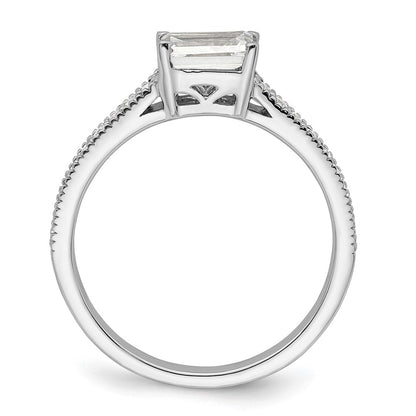 14K White Gold Lab Grown Diamond. VS/SI FGH Emerald Semi-Mnt. East/West