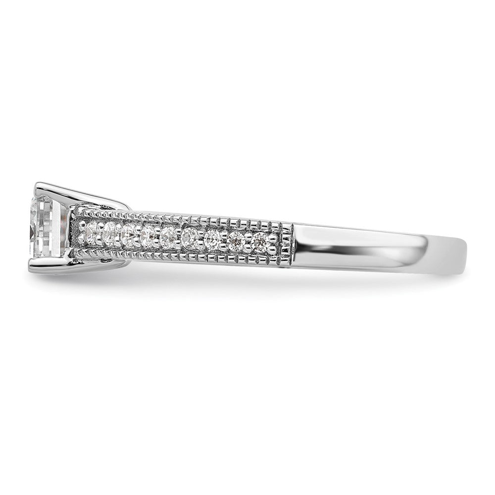 14K White Gold Lab Grown Diamond. VS/SI FGH Emerald Semi-Mnt. East/West